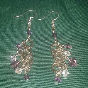 ✨ Handmade purple and white chainmaille earrings